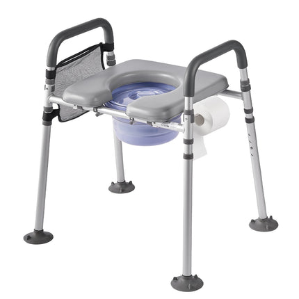 Bedside Commode Chair, 500 lb, 4-in-1, Padded Seat