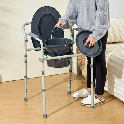 Bedside Commode Chair, Adjustable Height, 350 lb, Bucket