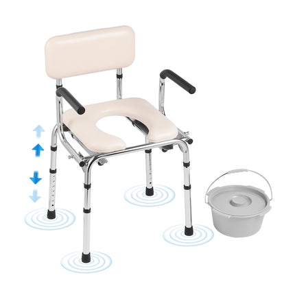 Bedside Commode Chair, Padded Seat, 350 lb Capacity