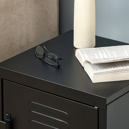 Bedside table in black metal with adjustable shelf 50x40x47.5 cm