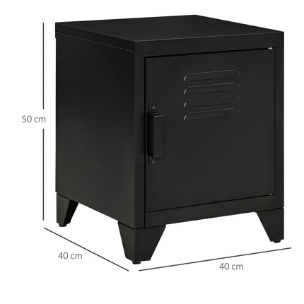 Bedside table in black metal with adjustable shelf 50x40x47.5 cm