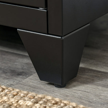 Bedside table in black metal with adjustable shelf 50x40x47.5 cm