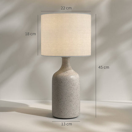 Bedside Table Lamp, Ceramic Base, Linen Shade, 22x45 cm