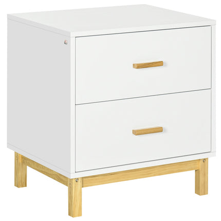 White bedside table with 2 drawers - 50x40x55 cm