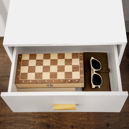White bedside table with 2 drawers - 50x40x55 cm