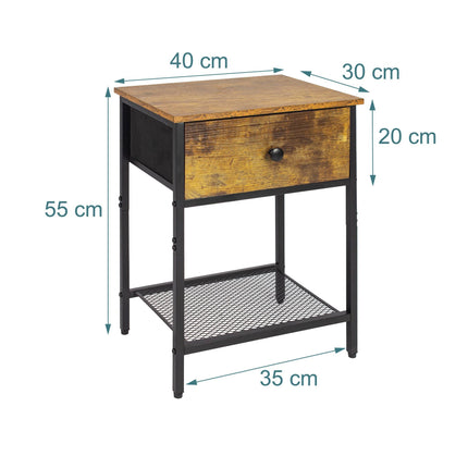 Bedside Table Set, 2-Piece, Drawer & Shelf