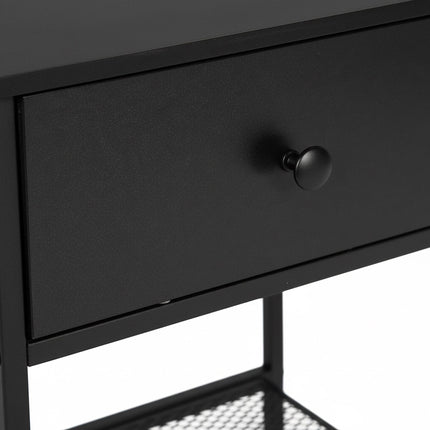 Bedside Table Set, 2-Piece with Drawer & Shelf