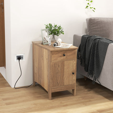 Bedside Table With USB-C, Outlets, Drawer and Magazine Rack