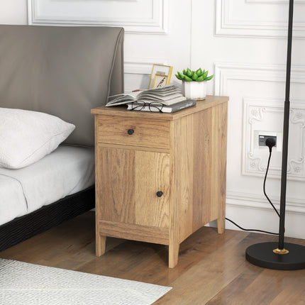Bedside Table With USB-C, Outlets, Drawer and Magazine Rack