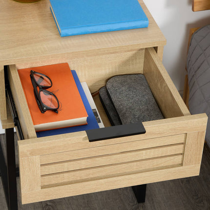 Bedside Table with Drawer and Metal Frame