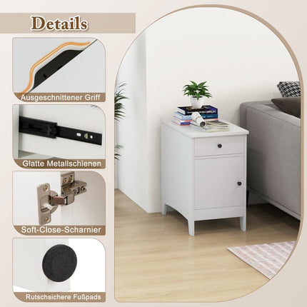 Bedside Table with USB Ports, Outlets, Magazine Rack