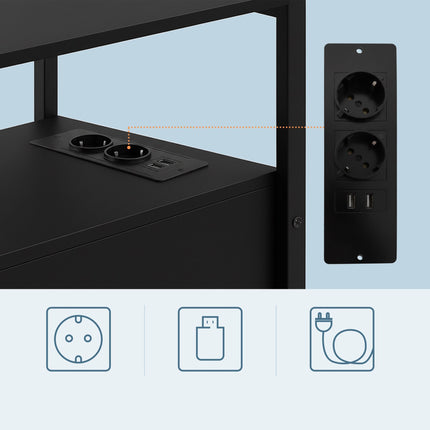 Bedside Table with USB Ports and Power Outlets