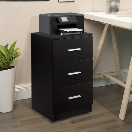 Bedside table filing cabinet with 3 drawers drawer container black