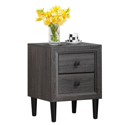 Bedside tables wooden side table with 2 drawers coffee table modern sofa table gray