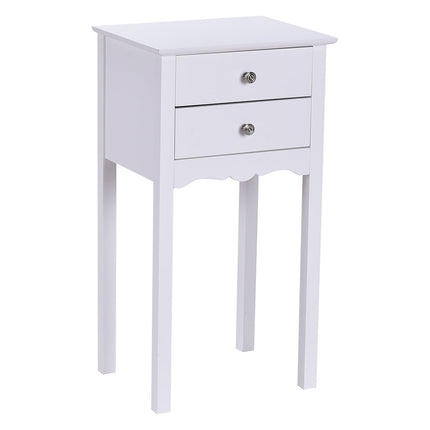 Bedside table with 2 drawers and anti-tilt protection. Modern side table 40 x 32 x 75 cm white