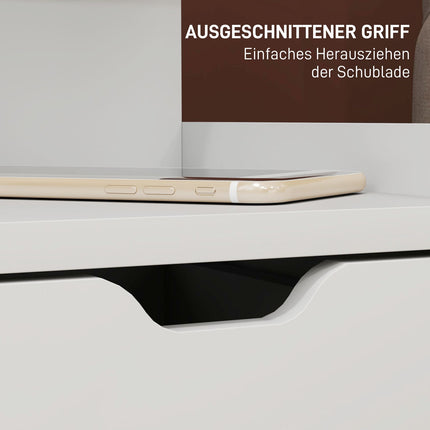 White bedside table, 2 drawers & open shelf, 40x30x60 cm