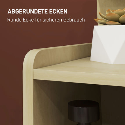 Bedside table in natural wood - 2 drawers, open shelf, 40x30x60 cm