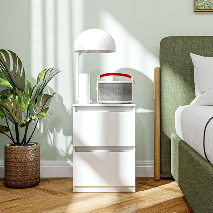 White bedside table with 2 drawers, 40 x 32 x 56 cm