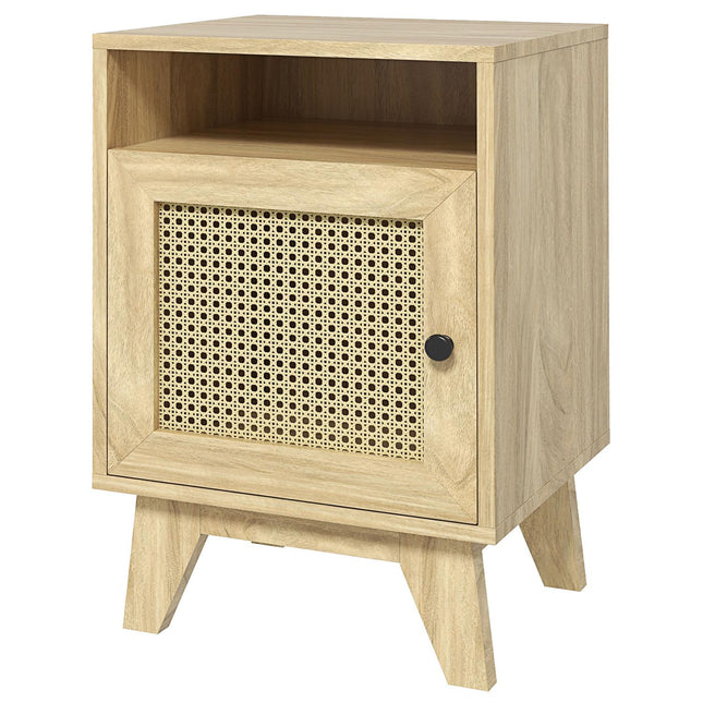 Natural bedside table with storage, 39 x 35 x 60 cm