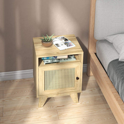 Natural bedside table with storage, 39 x 35 x 60 cm