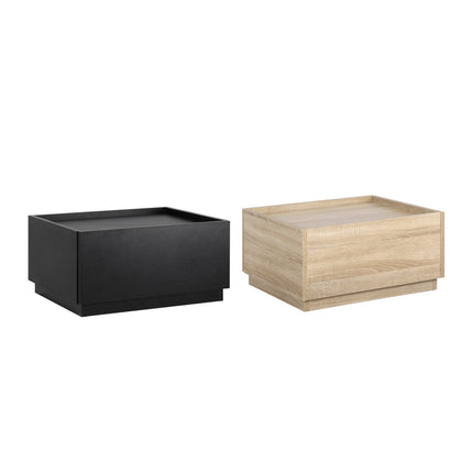 Stackable Black & Natural Nightstand, 50x40x47.5 cm