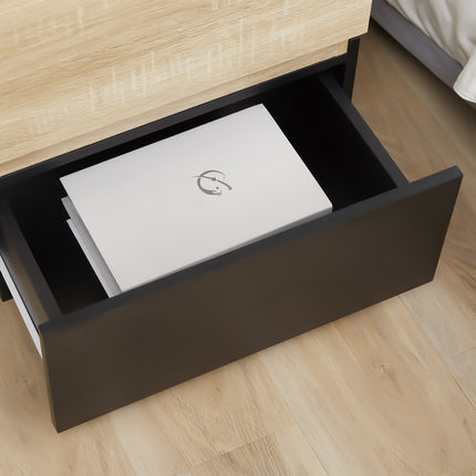 Stackable Black & Natural Nightstand, 50x40x47.5 cm