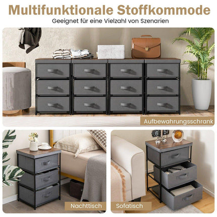 Bedside table with fabric drawers Side table with metal frame Gray 40 x 30 x 62 cm