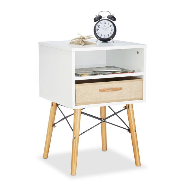 Bedside table with folding drawer