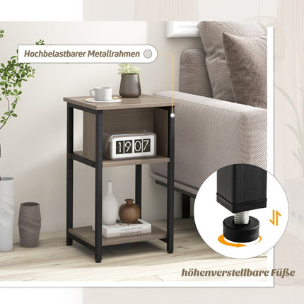 Bedside table with shelf & adjustable foot pads, side table, sofa table, nightstand 34 x 30 x 58.5 cm