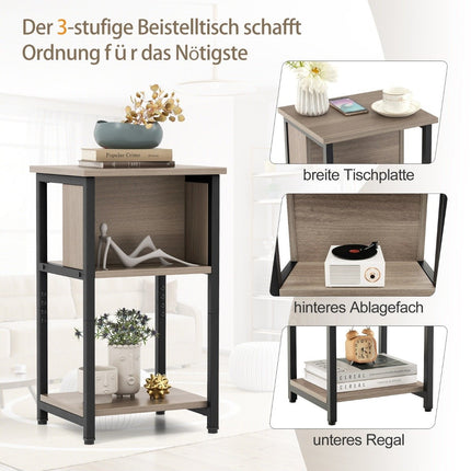 Bedside table with shelf & adjustable foot pads, side table, sofa table, nightstand 34 x 30 x 58.5 cm