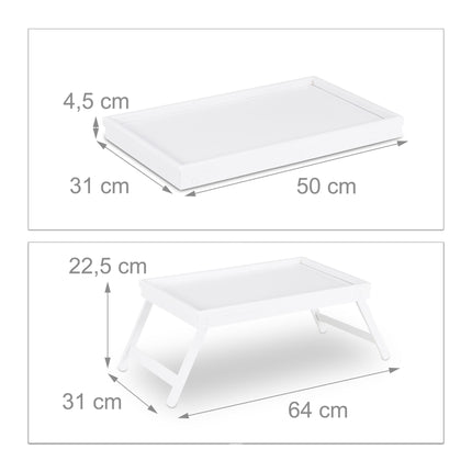 Bed tray bamboo white