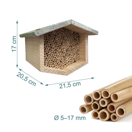 Bee Hotel with Metal Roof for Wild Bees