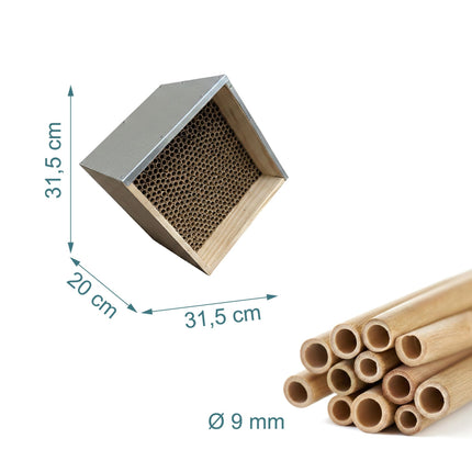 Bee Hotel with Metal Roof for Wild Bees