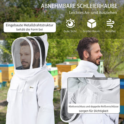 Cotton beekeeping suit with veil and gloves, unisex, XXXL