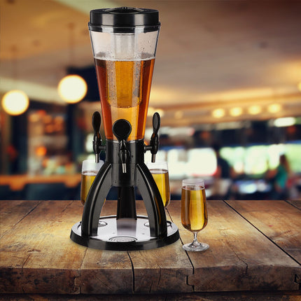 Beer Tower Dispenser, 4L, 3 Taps, Portable Party Use