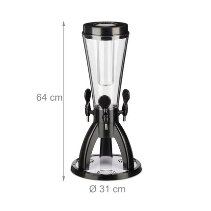 Beer Tower Dispenser, 4L, 3 Taps, Portable Party Use