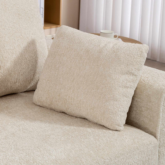 Beżowa sofa 3-osobowa z aksamitną tkaniną i głębokim siedziskiem