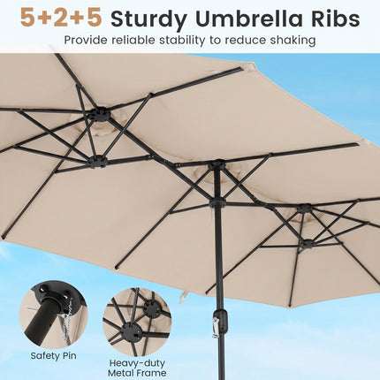 Beige Double Parasol 400x215 cm, Water-Repellent