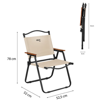 Beige Folding Chair, 900D Polyester, Iron Frame