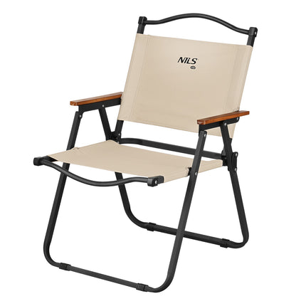 Beige Folding Chair, 900D Polyester, Iron Frame