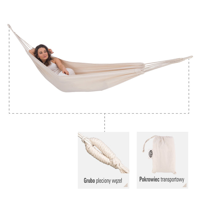 Beige Hammock 200x100 cm, Outdoor Camping