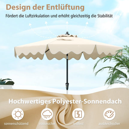 Beige Patio Umbrella with Crank, Tilt & Ventilation, 280 cm
