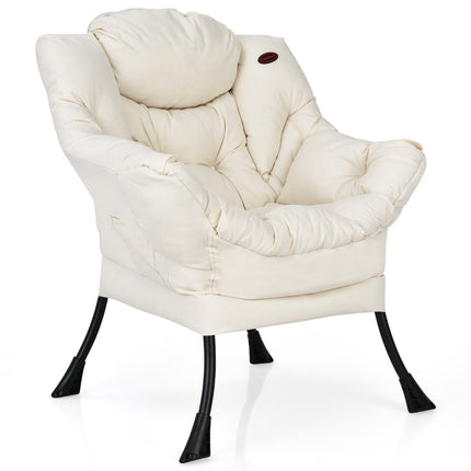 Beige Recliner Chair with Armrests & Side Pocket, 114kg Capacity