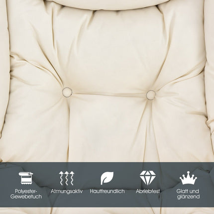 Beige Recliner Chair with Armrests & Side Pocket, 114kg Capacity