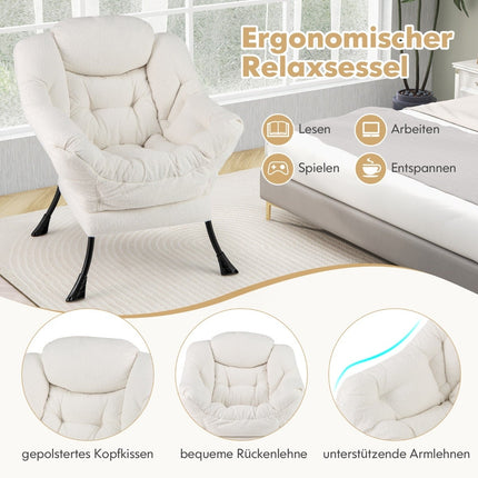 Beige Recliner Chair with Armrests, Side Pocket & Footrest