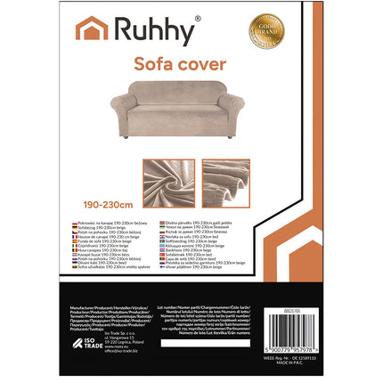 Beige Sofa Cover, Stretchable, 190-230cm