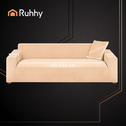 Beige Sofa Cover, Stretchable, 190-230cm