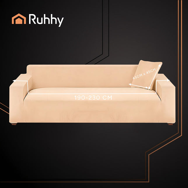 Beige Sofa Cover, Stretchable, 190-230cm