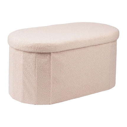 Beige Teddy Fabric Storage Bench – 38 x 76 cm