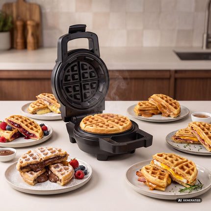 Belgian Filled Waffle Maker 700W with Flip Function, 16 cm, Non-Stick, PFAS Free